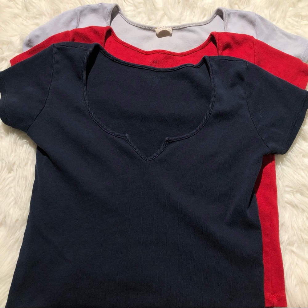 Brandy Melville top bundle of 3 red blue navy One size crop tops spring summer